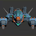 Futuristic Sci Fi Vehicle With Blue And Orange Streamlined Design Multiple Engines 3d model