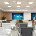 Modern Conference Room Interior Design With Multiple Screens Wooden Panels And Ceiling Lights