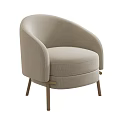 Beige Single Sofa With Curved Armrests And Wooden Legs For Modern Living Room