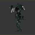 Detailed Green Robot Character With Biomechanical Armor And Futuristic Humanoid Design
