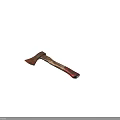 Old Rusted Axe With Worn Wooden Handle And Red Grip As Historical Weapon
