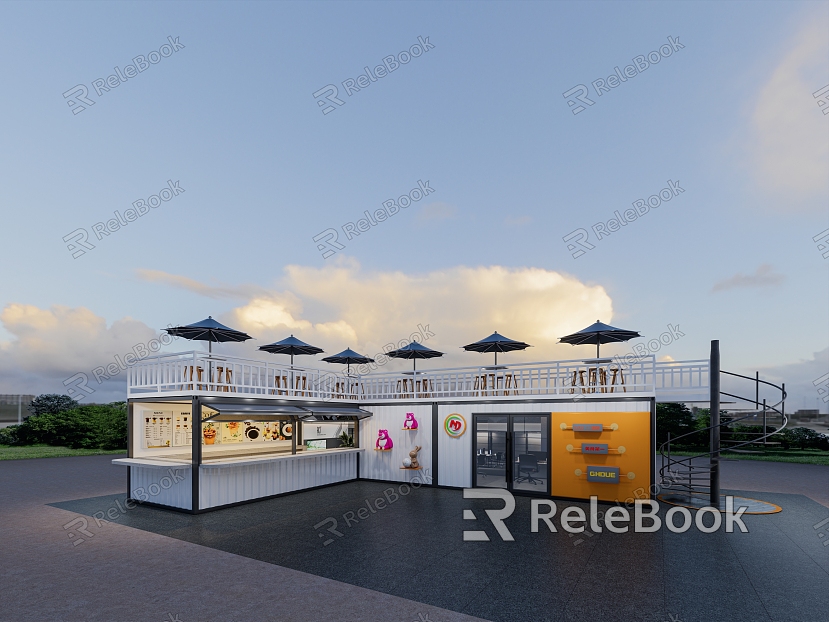 Modern Industrial Style Container Milk Tea Shop Cafe Convenience Store model