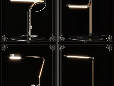 Modern Table Lamp With Adjustable Arm LED Light And Sleek Metal Base 3d model