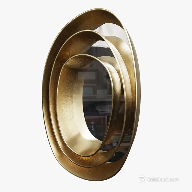 Elegant Modern Golden Wall Lamp With Circular Ring Metal Structure Design 3d model 