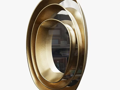 Elegant Modern Golden Wall Lamp With Circular Ring Metal Structure Design 3d model