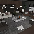 Modern Living Room Sofa Coffee Table Set With Plush Pillows Green Plant And Area Rug