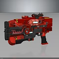 Futuristic Red Sci Fi Weapon With Mechanical Details Yellow Stripes And Glowing Elements 3d model