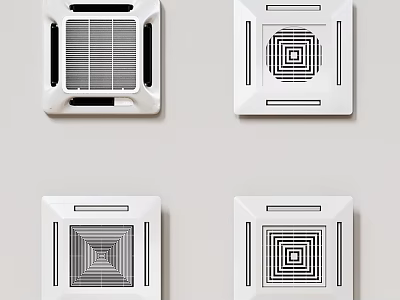 Modern Square White Air Conditioner Vents With Geometric Patterns And Sleek Design 3d model