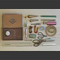 Essential Sewing Household Supplies with Wooden Box Thread Spool Scissors And Measuring Tools