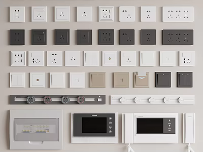 Various Colors and Designs of Modern Electrical Switch Panels for Home Use 3d model