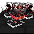 Esports Competition Stage Design With Red Black Lighting And Arena Seats