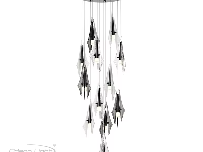 Modern Geometric Chandelier With Black And White Cone Shaped Hanging Decor 3d model