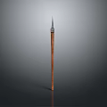 Traditional Metal Spear With Wooden Handle On Gray Gradient Background
