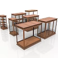 Wooden Office Desks with Various Designs Glass or Wooden Tops and Shelves or Drawers