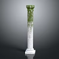 Green And White Marble Column With Textured Surface And White Base Interior 3d model