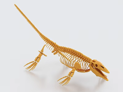 Creative Yellow Dinosaur Skeleton Decorative Ornament Figurine For Home Decor 3d model