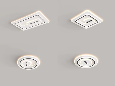 Modern Ceiling Lights With Square And Round Shapes And Glow 3d model