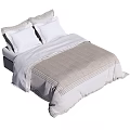 Double Bed With White Pillows And Striped Linen Comforter Modern Design 3d model