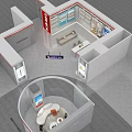 GREE Mall Counter Modern Display Area With Air Conditioners TV Screen Sofa And Green Plants