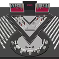 Large Event Stage Setup With Neatly Arranged Audience Seats Bright Lighting And Big Screens