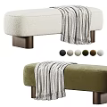 Upholstered Sofa Bench With Gray Blanket Beige Green And Multiple Color Options 3d model