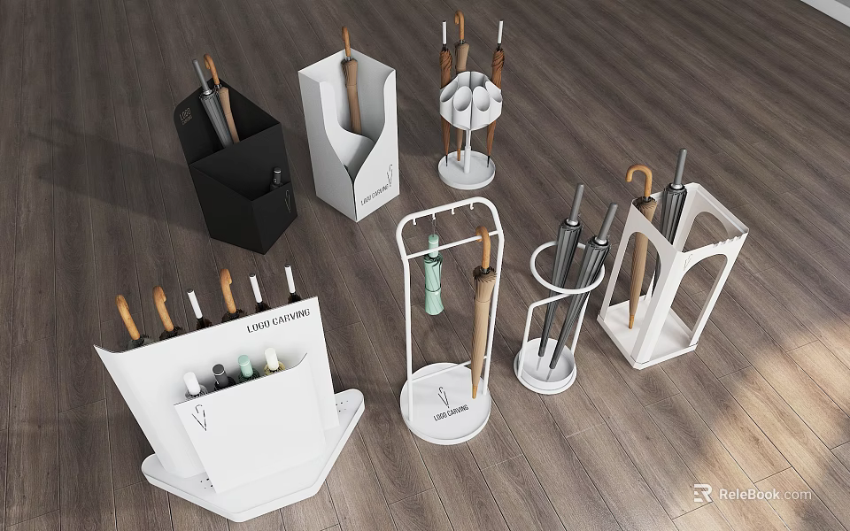 Multifunctional Modern Design Storage Shelves White And Black Colors For Kitchen Utensils Organization 3d model 