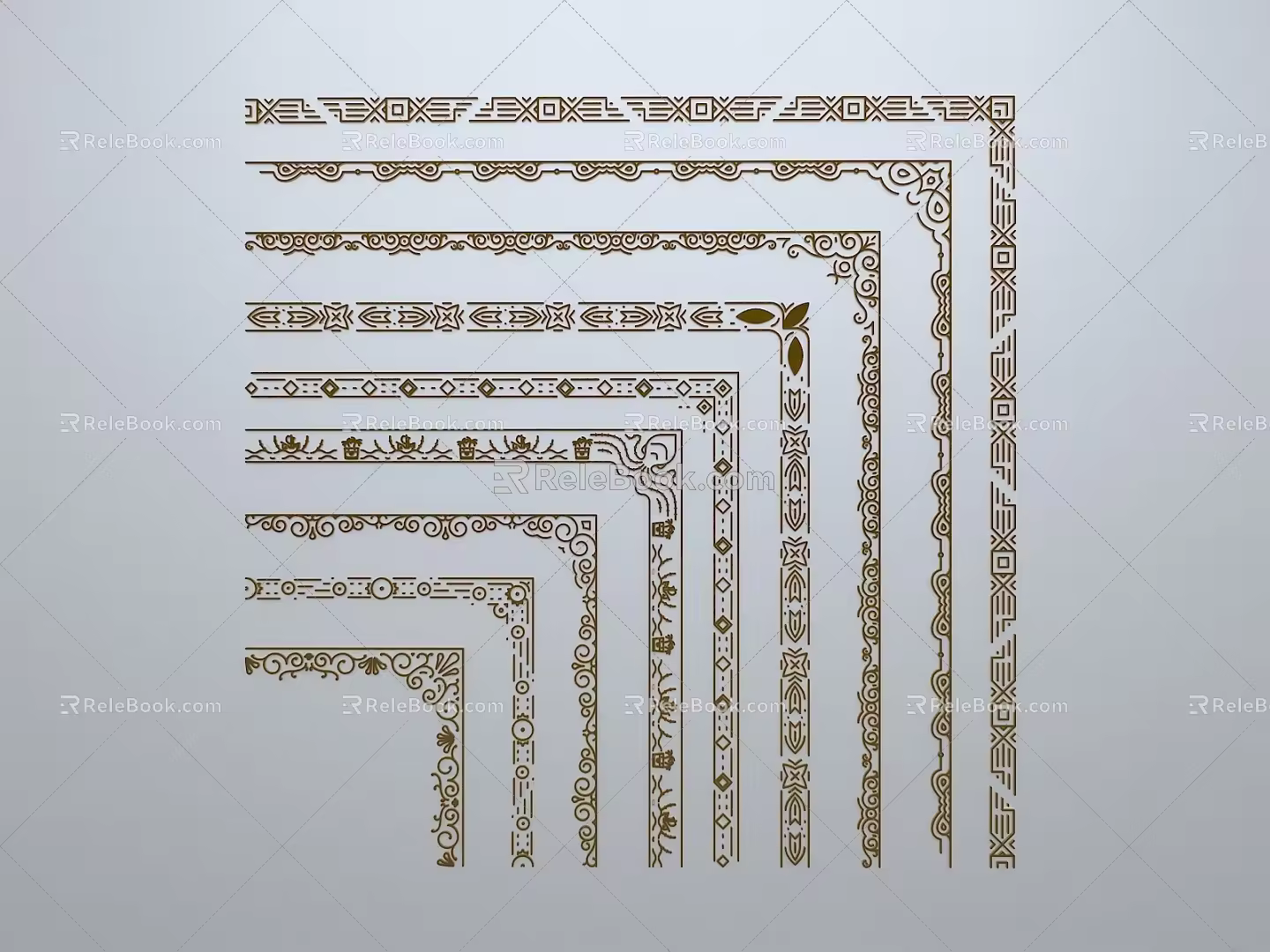 Line Silhouette Pane Sill Border Cutout Window Edge Strip Building Window Flower 3d model