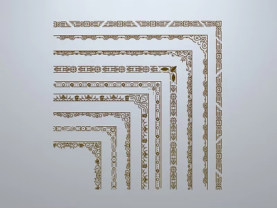 Decorative Lines with Intricate Patterns and Various Styles for Border and Frame Design Elements 3d model