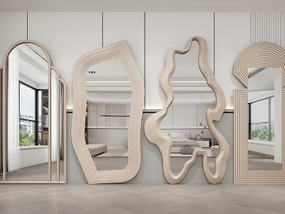 Unique Shaped Modern Minimalist Mirrors For Interior Wall Decor 3d model