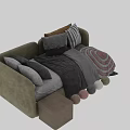 Modern Cozy Sofa Bed With Color Options Pillows And Wooden Side Table