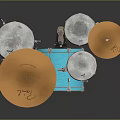 Professional Blue Drum Set With Cymbals Shells Stands And White Heads 3d model