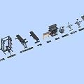 Gym Fitness Equipment Including Upper Body Trainers Seated Row Machines And Leg Units