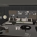 Italian Multiplayer Leather Sofa Combination 3d model