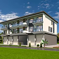 Modern Two Story Detached Villa With Balconies Garage Lawn And Swimming Pool
