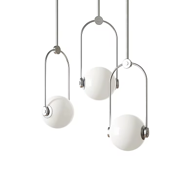 Contemporary Minimalist Hanging Chandelier with White Spherical Shades and Sleek Metal Frames 3d model