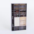 Modern Wine Cabinet Interior With Shelves Holding Wine Bottles Drawer And Glass Holder
