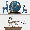 Stylish Decorative Ornaments Set With Framed Art Vase Animal Figurines Decorative Plates And Candle Holders