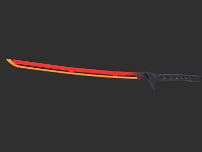 Glowing Red And Yellow Blade Sword With Black Handle Weapon Design 3d model
