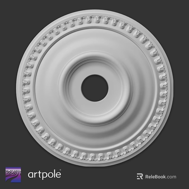 Decorative Circular Ceiling Medallion With Central Hole And Ornate Edge Details 3d model 