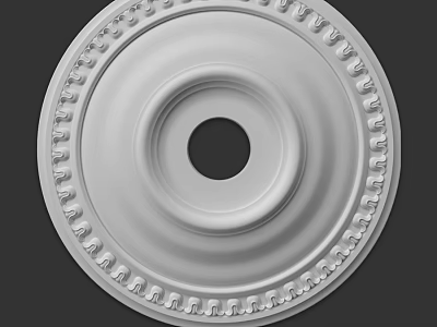 Decorative Circular Ceiling Medallion With Central Hole And Ornate Edge Details 3d model