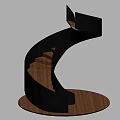 Modern Spiral Staircase With Black Curved Handrail And Wooden Steps Elegant Circular Base Design