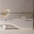 Modern White Curved Reception Desk Design For Beauty Salon With Green Plants