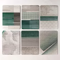 Modern Square Rugs Featuring Green Gray Tones with Striped Grid and Gradient Patterns 3d model