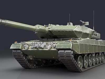 Modern Green Military Main Battle Tank With Large Cannon And Tracks 3d model