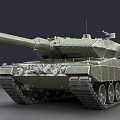 Modern Green Military Main Battle Tank With Large Cannon And Tracks