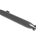 Gray Metallic Cylindrical Object With Submarine Shape And Small Supports 3d model