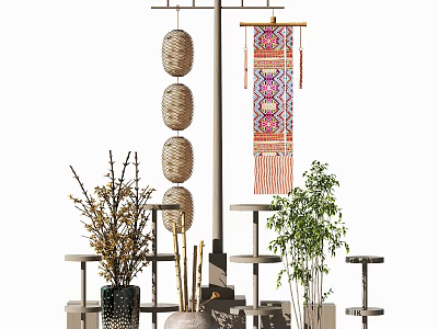 New Chinese Style Street Lamp Floor Pile Ornaments 3d model