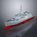 Modern Gray Naval Warship With Red Hull Bottom Number 119 And Detailed Surface Reflection