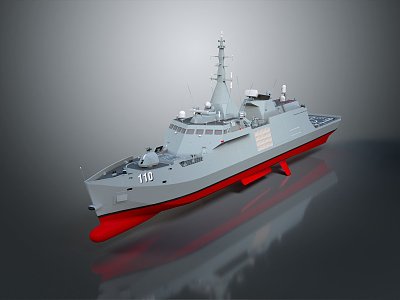 Modern warship frigate class ship 3d model