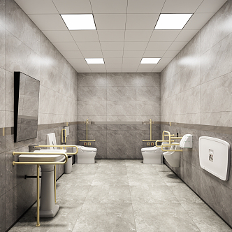 modern toilet barrier-free public toilet 3d model